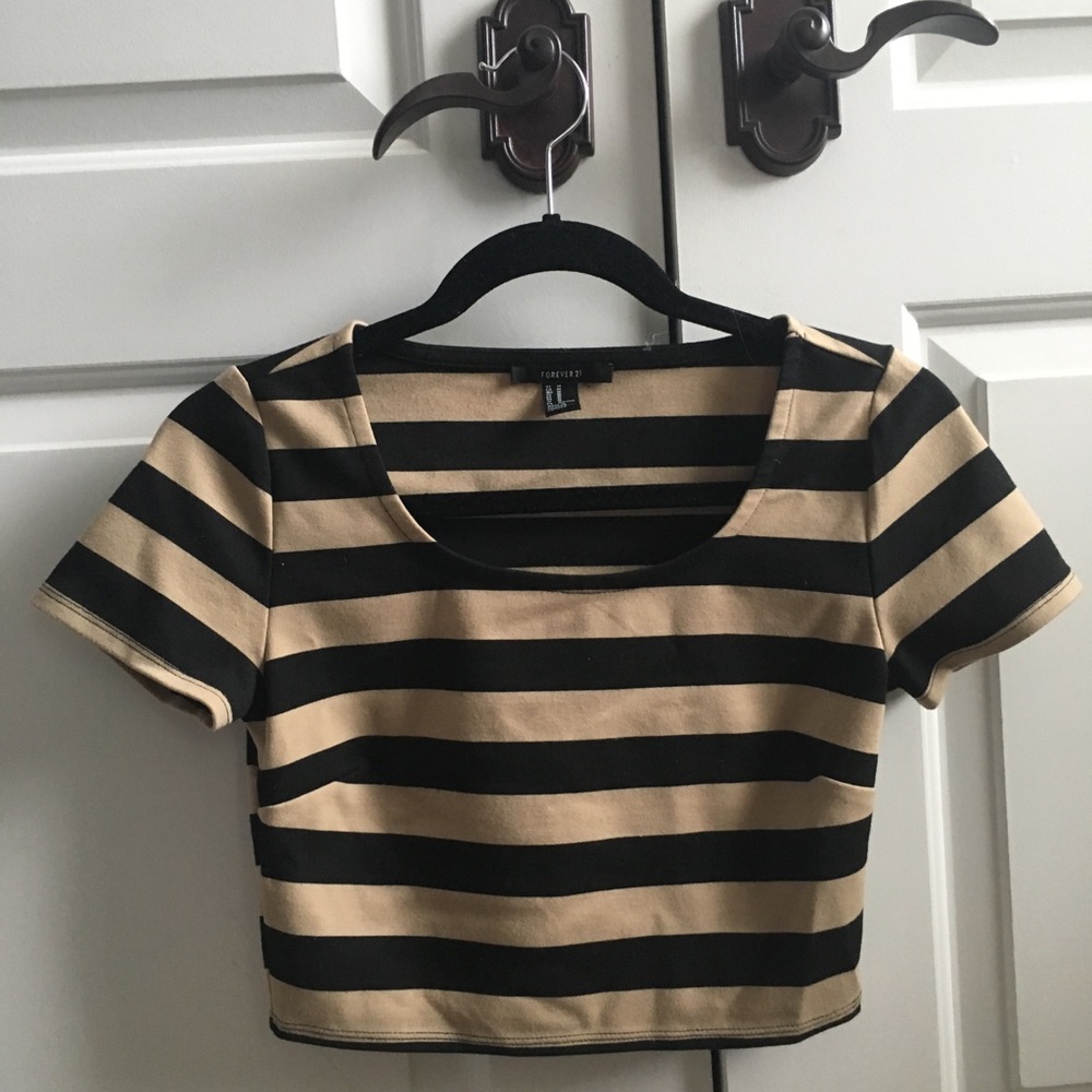 Striped Neutrals Crop Tee